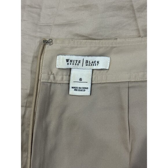 White House Black Market Womens Beige A-Line Skirt Size 6 Cotton Blend Button De - Picture 7 of 8